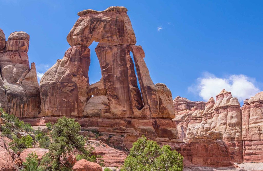 Beautiful view of the Druid Arch in Canyonlands