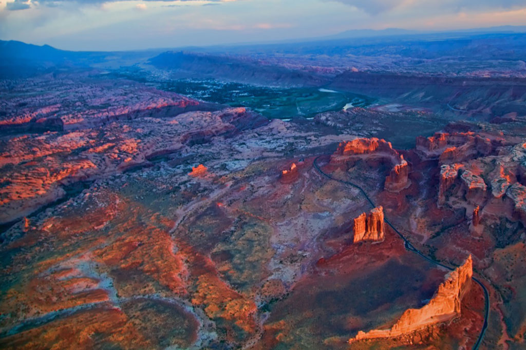 Arches national park from the air during an airplane tour