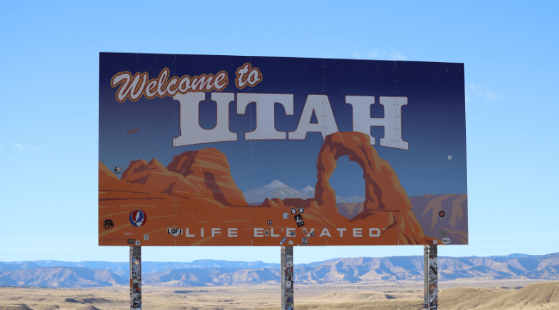 welcome to Utah road sign