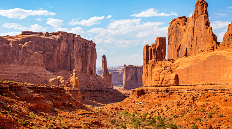 canyons and rock formations of arches national park