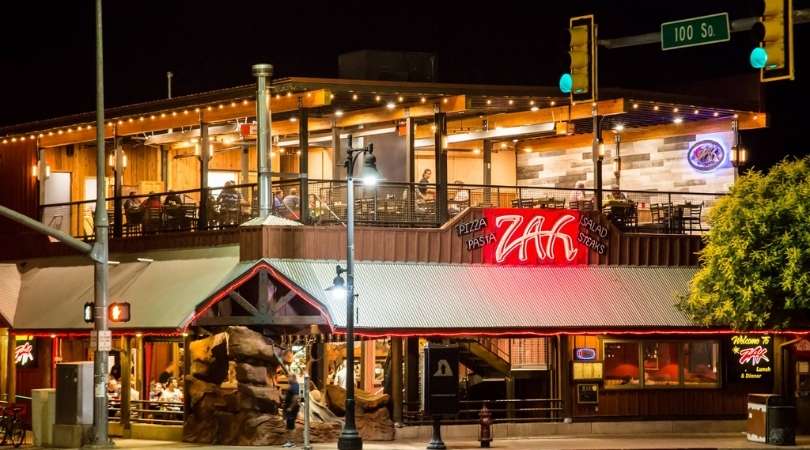 zax restaurant in moab at night