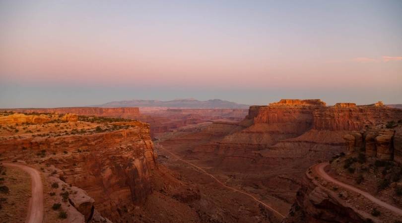 desert sunset over red canyon