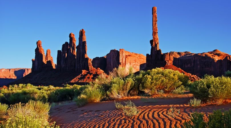 unique rock spire rock formations in monument valley