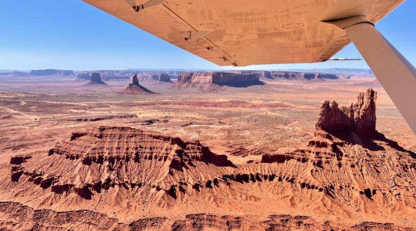 monument valley from a small airplane