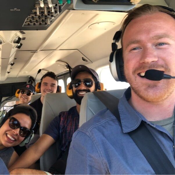 people having fun on a scenic airplane tour