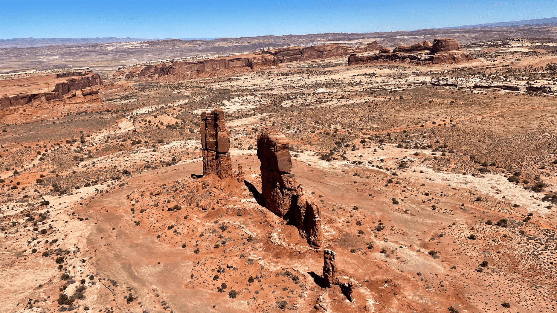 rock towers and scenery on a backcountry arches helicopter tour