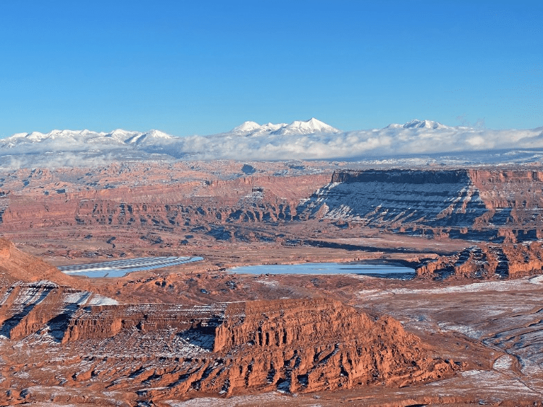 aerial view of moab valley and canyonlands