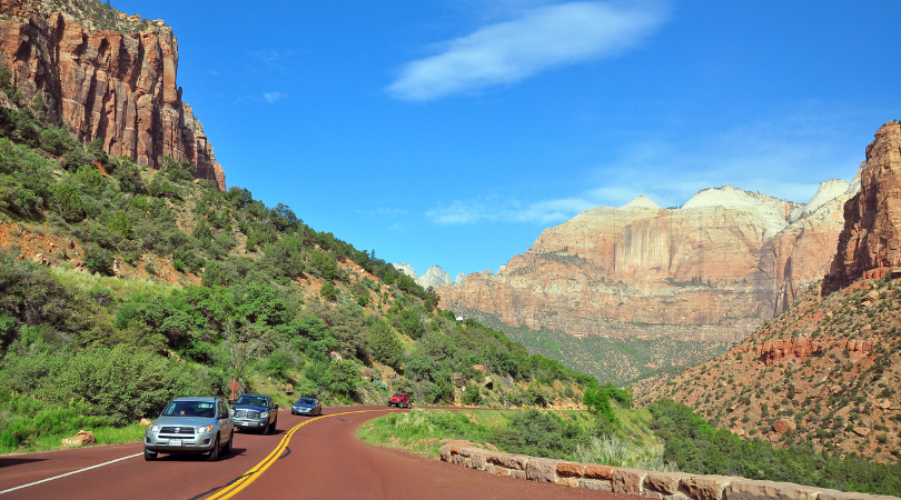 scenic drive through canyons from Salt Lake City to Moab