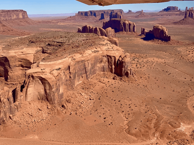 aerial view from an airplane tour of canyonlands