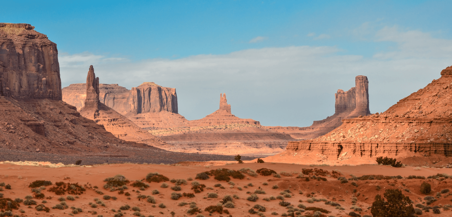 red rock structures in monument valley near moab and canyonlands