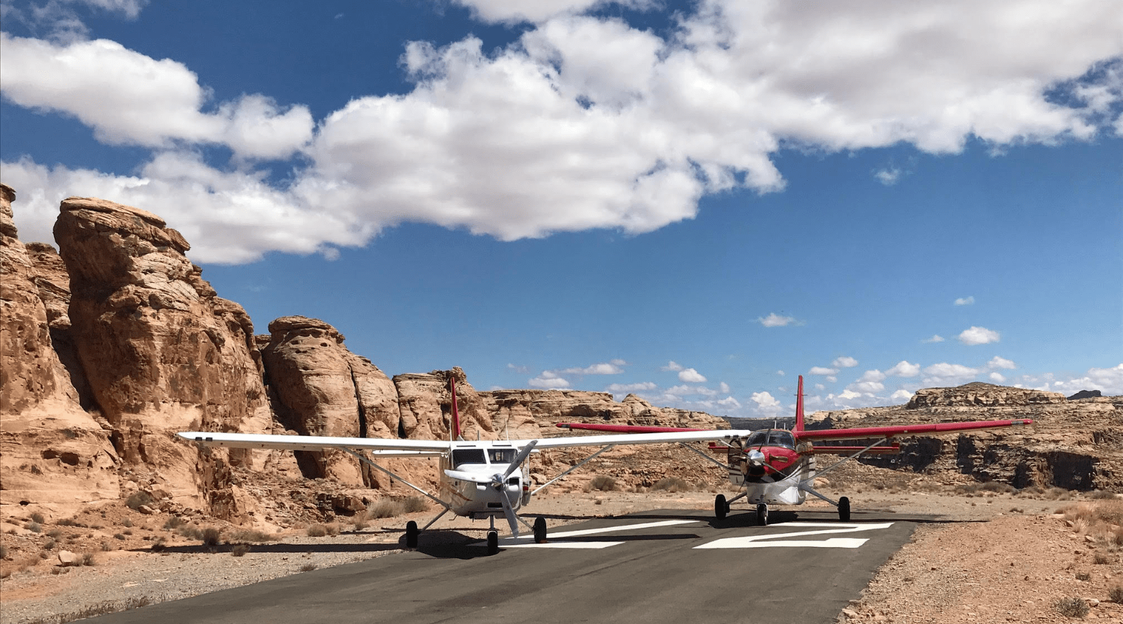 2 planes on Hite air strip near colorado river access