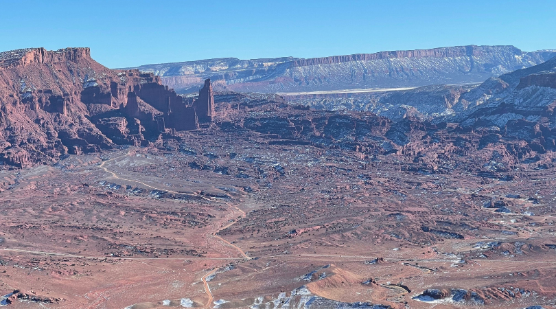 view of the canyonlands area as seen from a helicopter tour