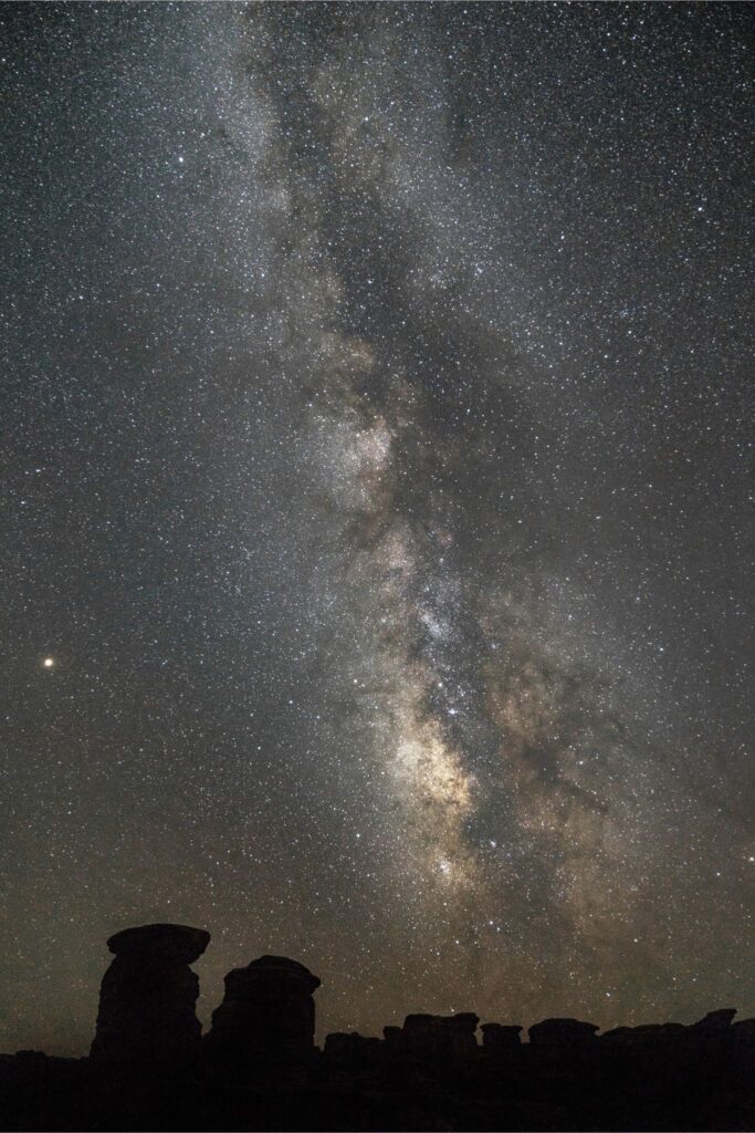 stars shining about the needles district in canyonlands national park