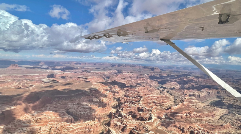 aerial view of canyonlands national park as seen from an airplane tour